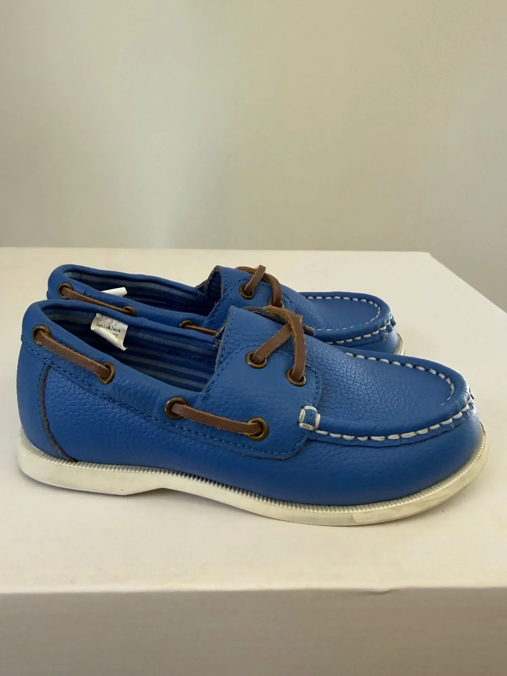 Janie And Jack Blue Boat Shoes Boys Size 10 #Lux-K-SH